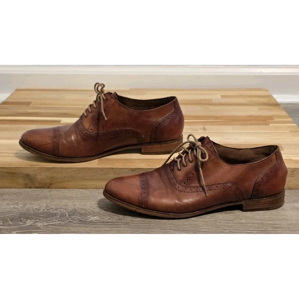 Cole Haan Men's Brown Leather Cap Toe Oxfords Shoes 8.5‎
